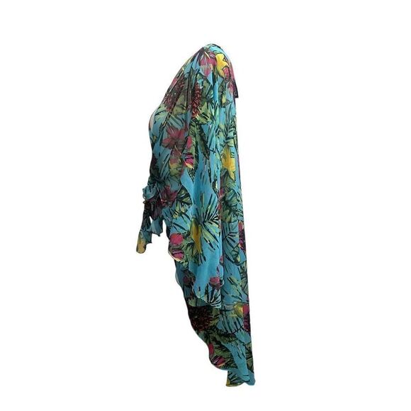 Steve Madden Floral Kimono Chiffon Lightweight Tie Front Cover Up ONE SIZE New - Picture 4 of 7